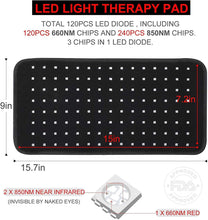 Load image into Gallery viewer, Red Light Therapy at Home 660nm 850nm with 120 Medical-grade LED
